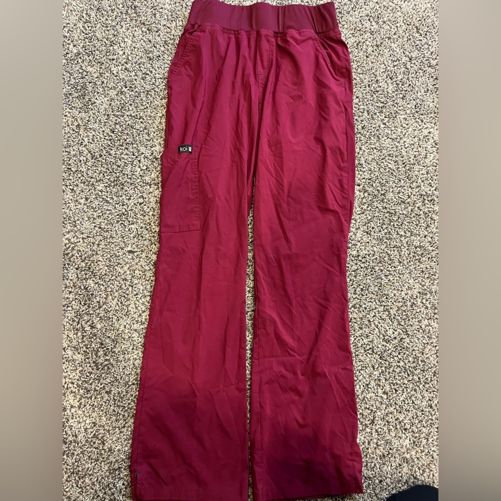 Koi Burgundy scrub pants